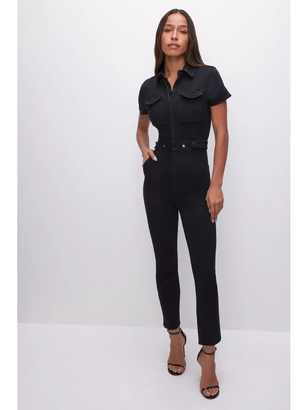 Good American NWT Fit for Success Women's Denim Jumpsuit - Size Large -MSRP $199